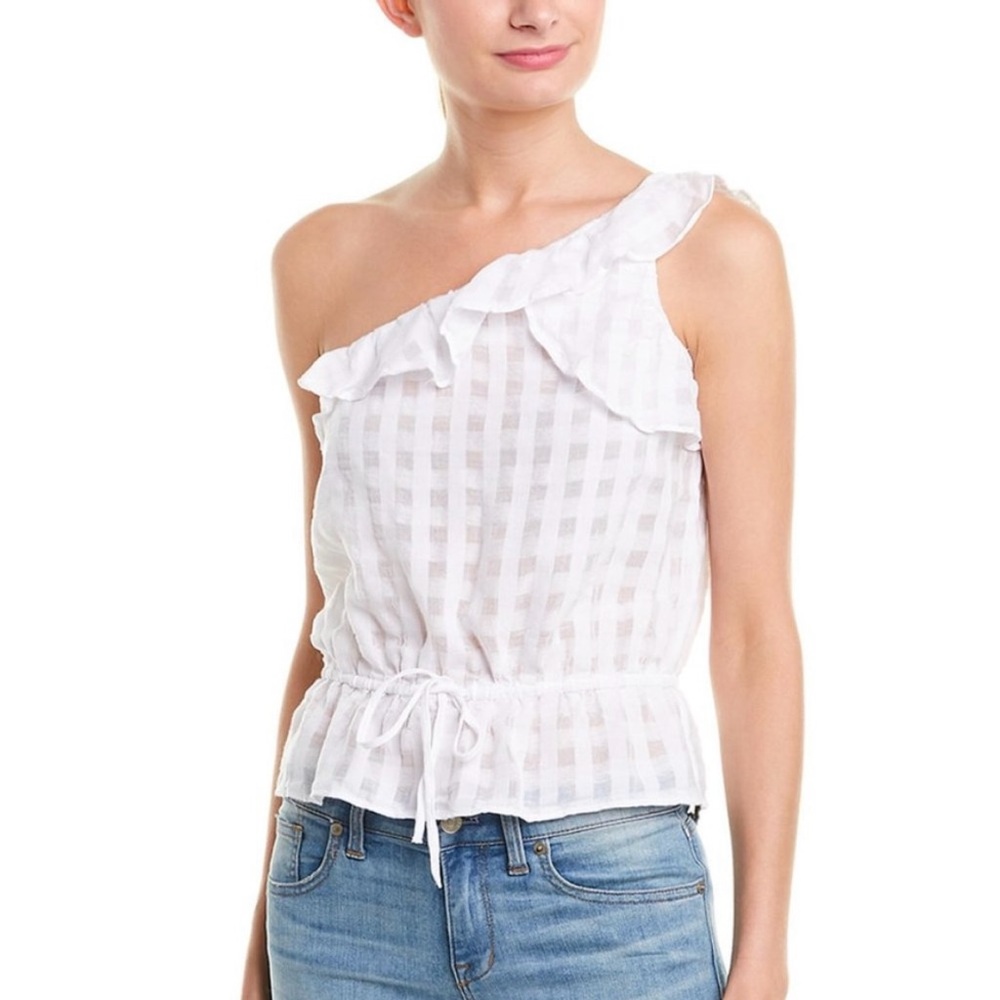 RAILS One Shoulder Sleeveless Ruffle Top